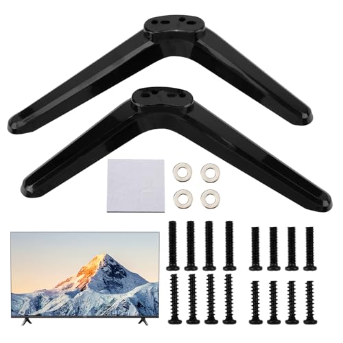TV Base Pedestal Feet TVs Legs Universal Stand Legs for TCL Roku 32 40 49 50 55 Inch Most Smart Television Table Desk Pedestal Replacement Tabletop Brackets Mount with Screws Mounting