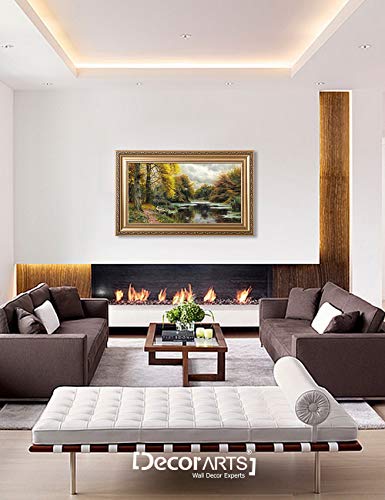 DECORARTS - River Landscape 1903, by Peder Mork Monsted Oil Painting Reproductions. Giclee Print Stretched Framed size: 36x22 - Image 3