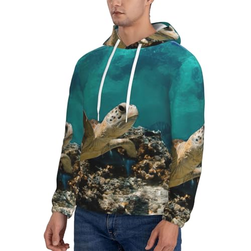 Sweat à capuche chaud imprimé tortue de mer fini les pulls d'hiver ternes