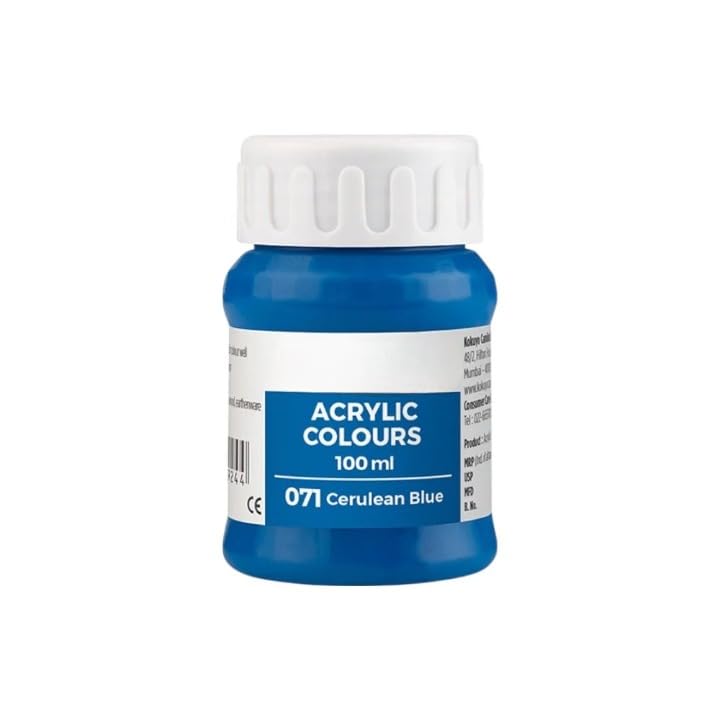 Image of Acrylic Colour (Fabric Colour) | 100 ml.- 100ml, Multi-Surface, Skin-Friendly & Vegan | (071 Cerulean Blue)