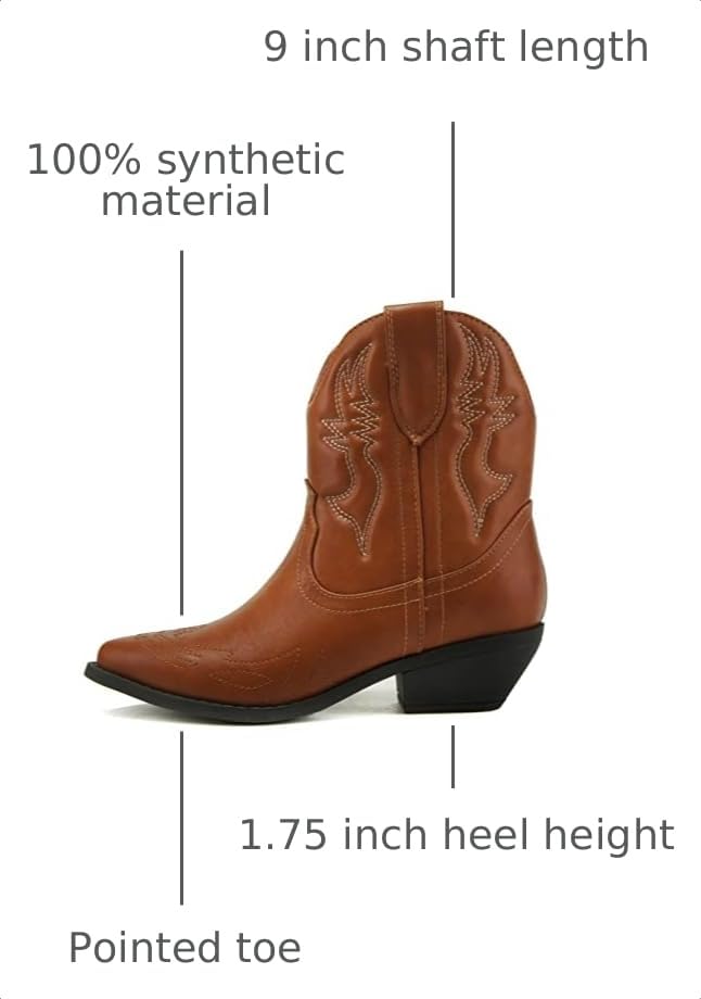 Image of Soda Women Cowgirl Cowboy Western Stitched Ankle Boots Pointed Toe Short Booties Rigging-S (Wide Fit Available)