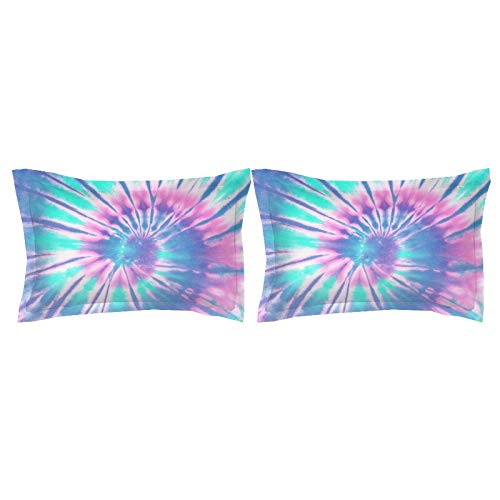 Musolei Tie Dye Fitted Sheet Set Girls Pink Blue Bedding Set 2Pcs Boho Bed Set Deep Pocket Fitted Sheet With 1 Pillowcases Wrinkle Free Cozy Microfiber(01,Twin) #TOP4