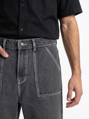 Image of Urbano Fashion Men's Loose Baggy Fit Washed Denim Jeans Non-Stretchable