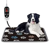 Furrybaby Pet Heating Pad, Waterproof Dog Heating Mat for Cat with 5 Level Timer and Temperature, Pet Heated Warming Pad with Durable Anti-Bite Tube Indoor for Puppies Dogs Cat (Black Paw, 23' X 35')