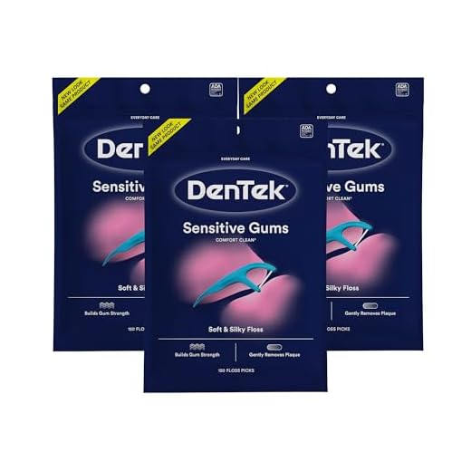 DenTek Comfort Clean Sensitive Gums Floss Picks, Soft & Silky Ribbon, 150 Count, 3 Pack