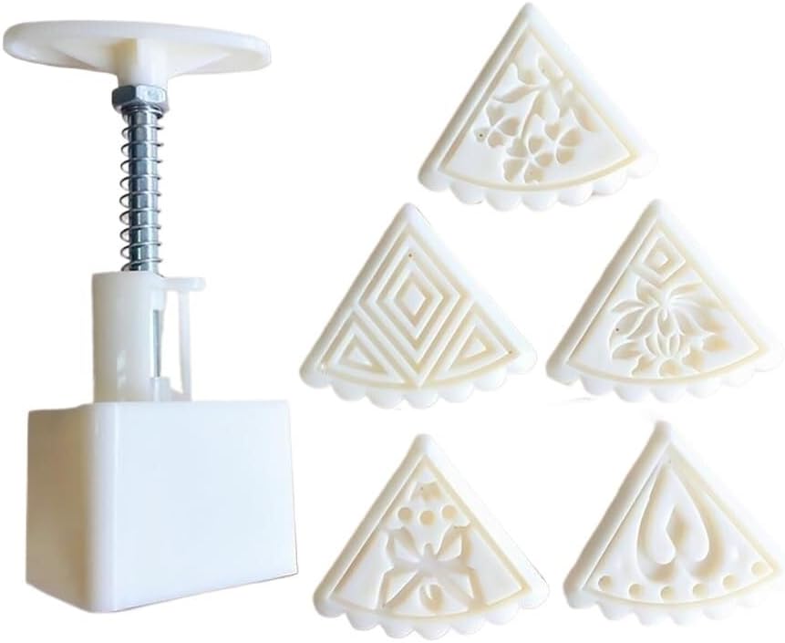 Mooncake Press Molds, Mooncake Mold Cookie Stamps,Triangular Mooncake Press Molds Hand-Pressure Cake DIY Mould Baking Accessories Making Traditional Festival Mooncakes Fondant Dessert Cupcake