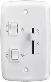Chave Deslizante Rima Bivolt para Ventilador de Teto, 2 Teclas de Luz, 400W, Branca, Controle de Velocidade