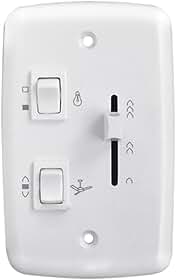 Chave Controle Deslizante Parede Para Ventilador De Teto Bivolt 400W Com Tecla Luz Espelho Branco Rima