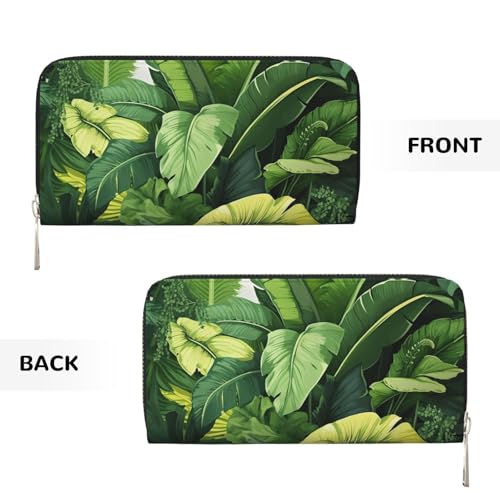 Cute Banana Leaves Leather Wallet For Women Girl, Zip Around Credit Card Holder Long Pu Wallet Clutch Purse Waterproof Travel Handbag2