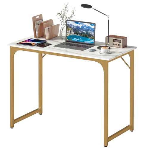 BestOffice Computer Desk,Home Office Desk, Modern Simple Style for Home Office Study Writing (Gold, 39 Inch)