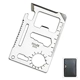 Small Survival Tool Credit Card Size Multi Purpose Device with Pouch (2-Pack), Silver