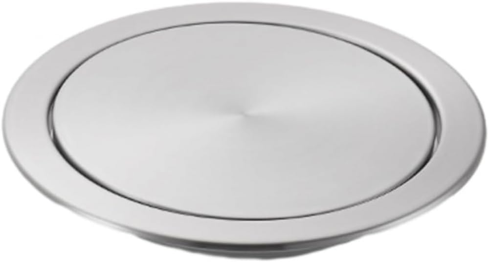 HPTHLY Trash Cans Lids, Cover Flush Built-In Balance Swing Stainless Steel Trash Grommet Countertop Built-In Trash Chute Round Cover,Silver