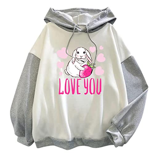 Skang Pullover Damen Elegant Damen Sweatshirt Casual Langarm Kaninchen...