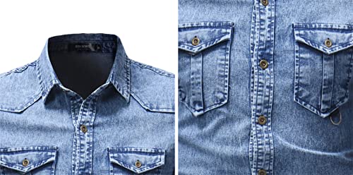 MANYMANY Camicie di Jeans per Uomo Camicia di