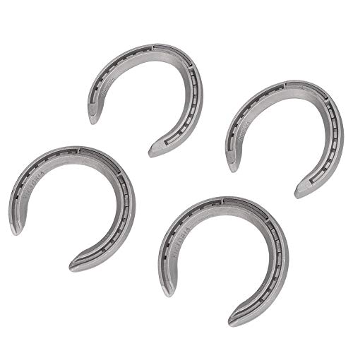 Image of AMONIDA Horseshoes, 4pcs Aluminum Alloy Horse Shoes, Horse Riding Tool Horseshoe Kit for Horseshoe Palms for Indoor or Outdoor(No 4)