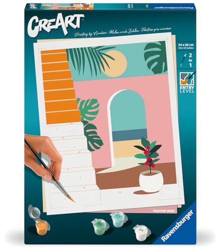 Ravensburger – CreArt 24x30 cm – Adulte – Peinture par numéros – Vacation Mode – Activité détente et créative – 25524