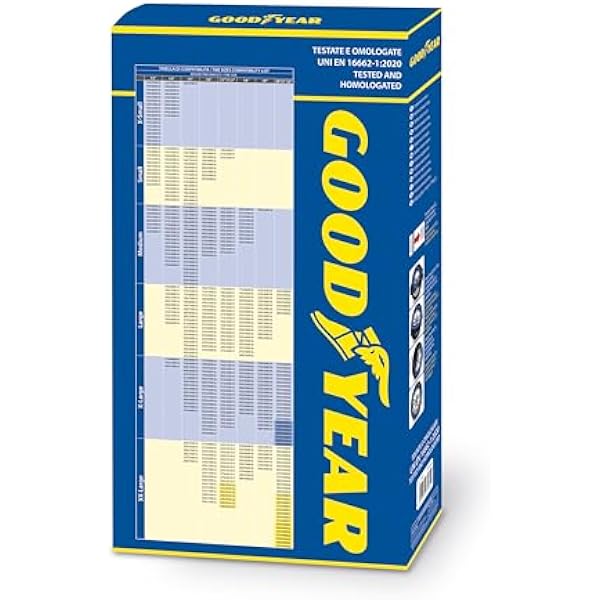 Goodyear Calze da Neve Star Gripper Omologate Italia EN 16662-1 2020 Due Catene da Neve in Tessuto per Auto Snow Sock Taglia L per R14 - R20 Misure per Pneumatici Dettagliate all Interno