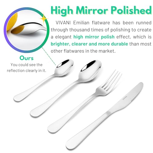 16 Piece Silverware Set for 4, Premium Stainless Steel Cutlery Set, Utensil Sets, Flatware Sets for 4, Forks Spoons and Knives Set Dishwasher Safe for Home Kitchen - Image 5