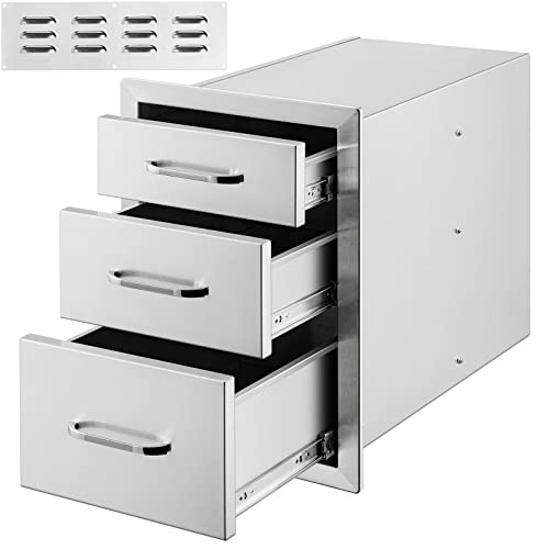 Mophorn Outdoor Kitchen Drawers 14" W X 20.3" H X 23" D, Flush Mount Triple Access Bbq Drawers Stainless Steel With Handle, Bbq Island Drawers For Outdoor Kitchens Or Patio Grill Station #TOP7