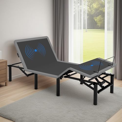 Image of Massage Twin XL Adjustable Bed Frame with Incline Head & Foot, Wireless Remote, USB Ports, Quiet Motor Adjustable Bed Base with LED Night Light & 4 Height-Adjustable Legs, Easy assembly (Twin XL)