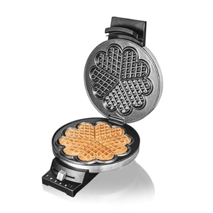 Cloer 189 Waffeleisen für eine Herzwaffel, Doppelbeschichtung, 930 W, Waffelgröße 16 cm, schwere Backplatten, optische und akustische Fertigmeldung, Edelstahl – Bild 4