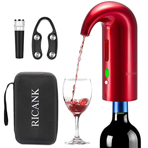 RICANK Electric Wine Aerator - One-Touch Wine Decanter and Wine Dispenser - Oxidizer Wine Dispensers for Wine Bottles - Portable Wine Aerator Pourer Spout- Automatic Rechargeable Wine Aerator Pourer