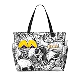 ZSUUGJ Skull Cash - Bolsa de playa extragrande con bolsillos con...