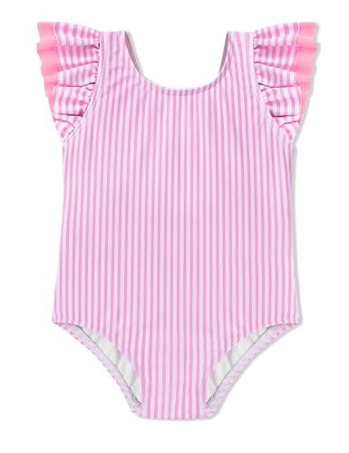 Image of oklady Toddler Swimsuit Girls One Piece Ruffled Girls Bathing Suit Bow Strap Swimwear Size 12M-4T