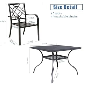37" x 37" Patio Dining Table Outdoor Square Slated Furniture with Umbrella Hole, Metal Steel Frame(Black) 37 x 37 Patio Dining Table Outdoor Square Slated Furniture with Umbrella Hole Metal Steel FrameBlack