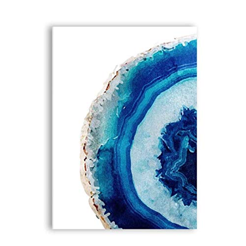Peinture agate bleu aquarelle impression sur toile de qualite premium 50x70cm