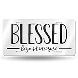 FISHISOK License Plates Blessed Beyond Mesure Waterproof Metal Auto Tag Signs for Car Decoration 6 X 12 Inches