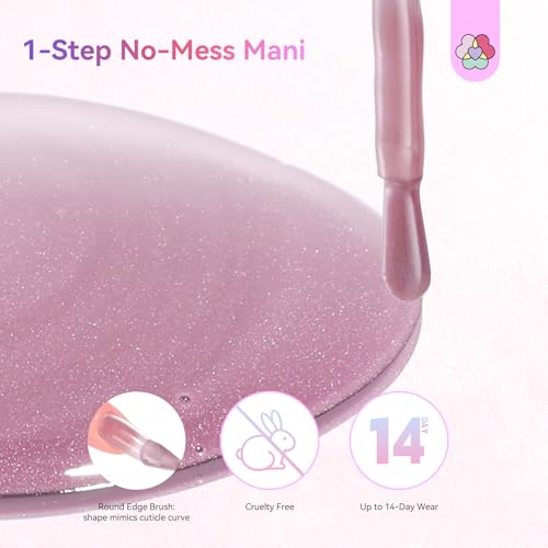 Image of SAVILAND Glazed Nails One-Step Gel Nail Polish: Cat Eye Nail Polish 0.5oz 15ml Purple One-Min Foundation Color Gel Builder & Top Polish Natural Nail Art Pen Reinforcement Long-Lasting Home Manciure