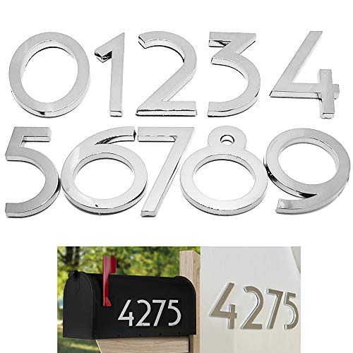 Diggoo 20 Pack Mailbox Numbers 0-9, 2 Inch High, Door Address Numbers Stickers for Apartment, House, Room, Office, Cars, Trucks, Silver Plating Process Number Sign