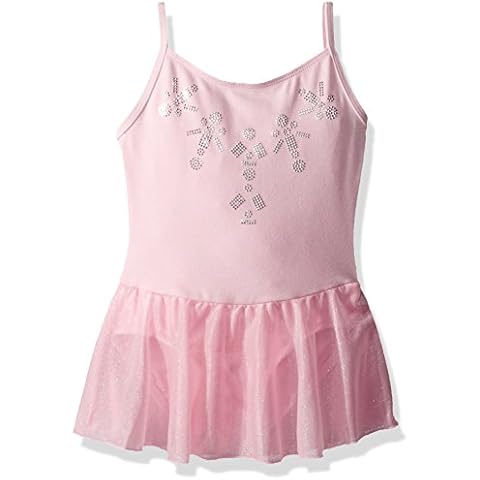 Jacques Moret Girls' Fashion Basic Skirtall Base Layer, Cami Powder Pink with Starburst Rhinestuds, 16-18 Cover