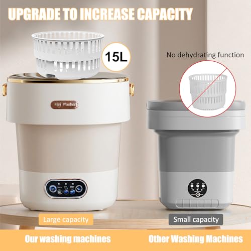 image for NIXOD Portable Washing Machine,Mini Washer 15L Upgraded With Spin Bask