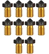 IdeaFormer-3D 10Pcs PTFE V6 Extruder Nozzles 0.4/0.6/0.8/1.0mm PTFE V6 Hotend Nozzle 1.75mm Filam...