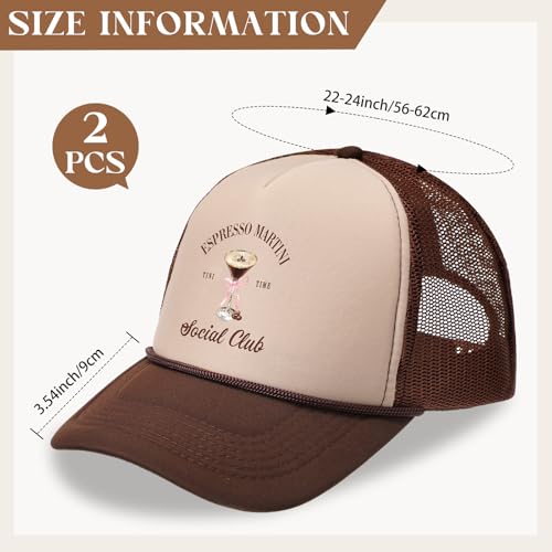 Image of Hercicy 2 Pcs Trucker Hat Tini Time Baseball Hat Mesh Adjustable Party Club Cap for Bachelor Bachelorette (Brown)