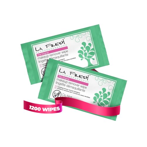 La Fresh Travel Lite Makeup Remover Cleansing Face Wipes &ndash; Facial Towelettes with Vitamin E for Waterproof Makeup &ndash; Individually Sealed Wrappers (Large 8 in x 7 in Cloth Size) - 1200 Count