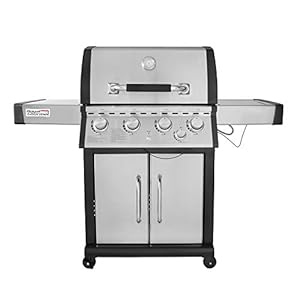 Royal Gourmet MG4001 4 Cabinet Gas Grill with Side Burner, for Outdoor Cooking, Stainless Steel