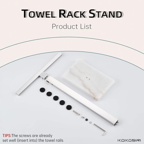 Image of KOKOSIRI Hand Towel Rack Stand Towel Bar with Marble Base for Bathroom Kitchen Vanity Countertop, Polished Stainless Steel 15.7'' Height THS0002-SM-CH