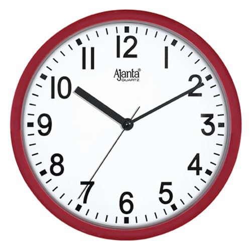 Image of Ajanta Wall Clock for Home and Offices 9 Inches Wall Clock Wall Watch (Red 23 x 23 x 3 cm)