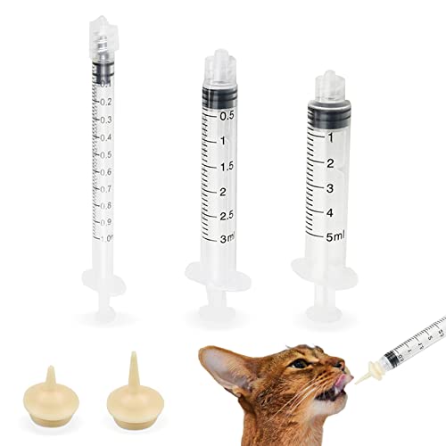 ZHEJIA シリンジ ペット 給水 給食 介護 ソフトおしゃぶり (3本セット 1ml 3ml 5ml)プラスチック 計量用 猫犬 流動食注入器 給水器 注入器 流動食 餌やり 用品 哺乳器 ガーデニング (トランスペアレント+目盛り付き+シリコーンおし