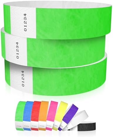 600 WristCo Neon Green Tyvek Wristbands for Events - Tamper-Proof Design