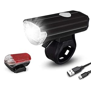 Fietsverlichtingsset, USB-oplaadbaar, StVZO-goedkeuring, fietsverlichting, 2 lichtmodi, voor- en achterlichtset