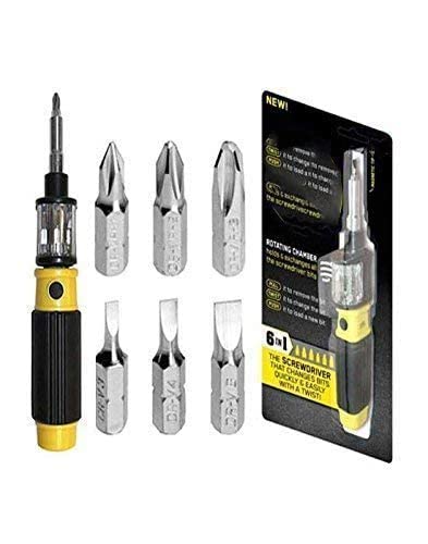 KBZONE Metal Bit 360 6 in 1 Multi-Functional Screw Driver Set Including 6 Different Sized Bits for Home and office