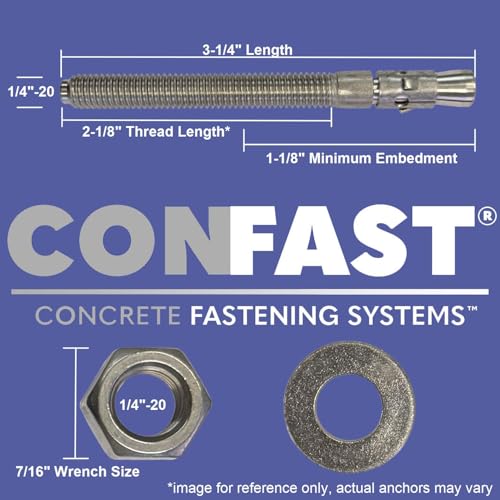 Cale d'ancrage Confast 1/4" acier 316 anti-rouille pour extérieur