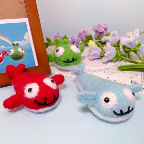 Image of Needle Felting Kit, 3 Pcs Sharks Wool Needle Felting Kit for Beginners & Adult, Animal Doll Making Set with Video Instruction, Craft Party Supplies, Tools & Foam Pad, DIY Home Decor, Birthday Present