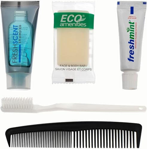 Moda West 96 Hygiene Kits - Bulk Case Wholesale Deluxe Toiletries for Men, Women, Travel, Charity, Includes Shampoo, Deodorant, Toothpaste, Razor, More, Homeless Shelters, Donations, Hotels, Travel