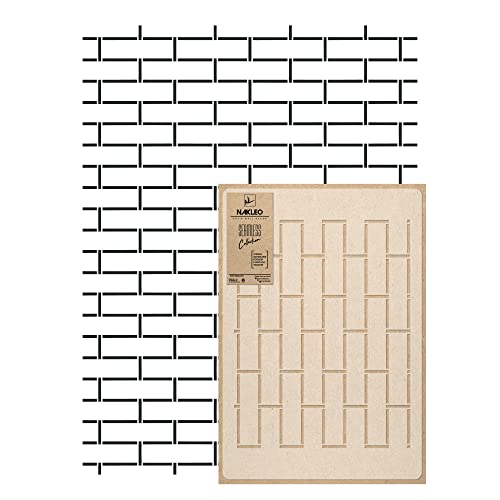 NAKLEO Wall Painting Stencil Large Size, 23,2”x37,4” Brick Wall Imitation Reusable Plastic Template, Geometric Pattern Wallpaper, DIY Home Decor Craft Wood Floor Furniture