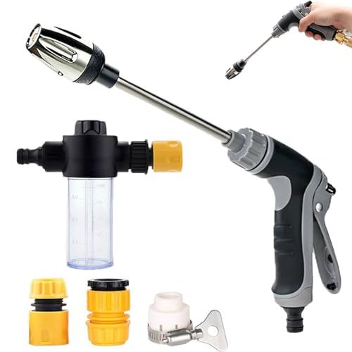 Jetteryx Hochdruckpistole Jetteryx Hochdruckpistole für Gartenschlauch Robuste Metall-WasserdüSe Zur Auto- & Gartenreinigung Kraftvoll Chemiefrei & Stromlos (1 * Kunststoff)